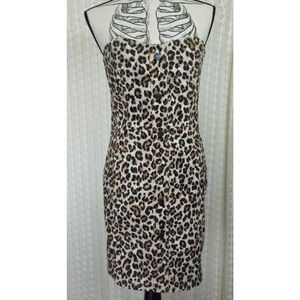 Veronica Beard Leopard Print Liza Denim Mini Stapless Dress Size 6
